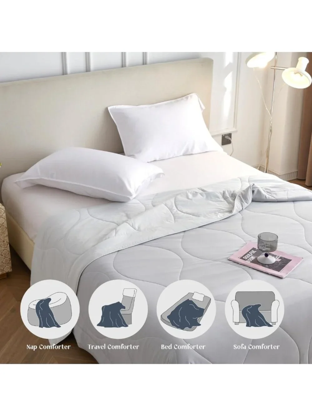 Cooling Comforter King Size - Lightweight Summer Blanket for Hot Sleepers